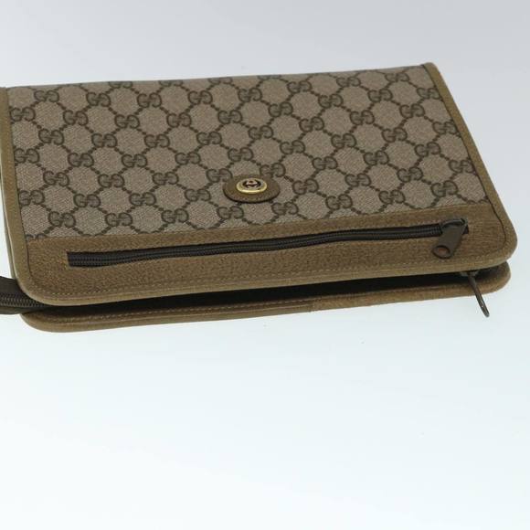 GUCCI GG Canvas Clutch Bag PVC Leather Beige Auth 54833 - Picture 5 of 16